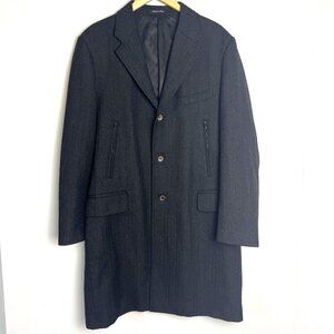Men’s Prima Opera Herringbone Wool Coat sz 44‎ Peacoat Overcoat Made in Italy
